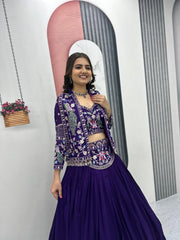 Festive Special Vichitra Silk Crop Top With Koti