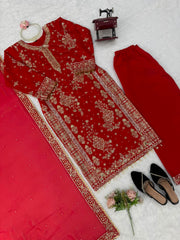 Party-wear Roman Silk Thread Sequence With Rivet Moti Work Salwar Suit
