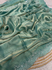 Party-wear Fendy Chiffon Blooming With Jarkhan Work Saree