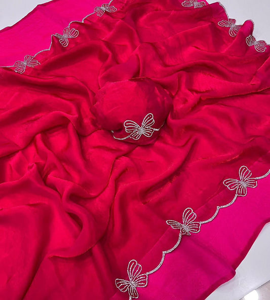 Trending Butterfly Border Rich Space Silk Saree