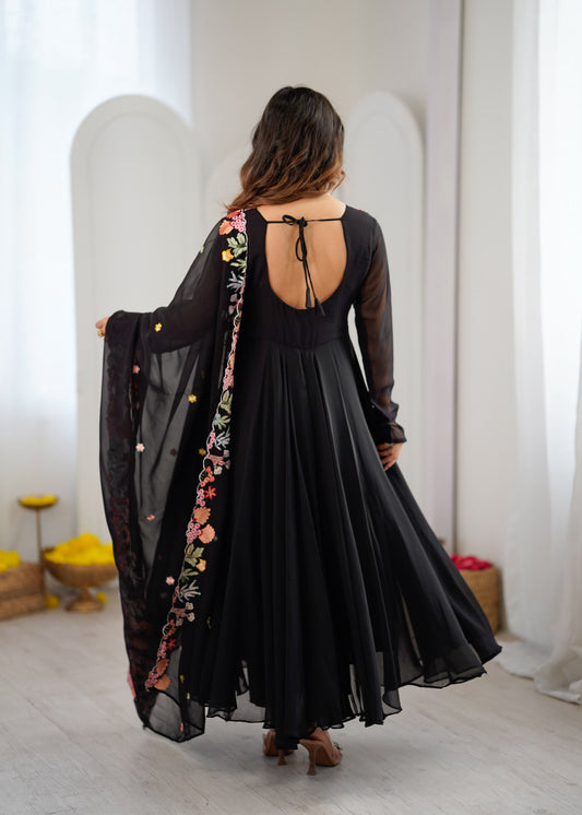 Beautiful Georgette Embroidery Work Gown