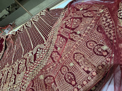 Beautiful Heavy Velvet Zari Work & Zarkan Diamond Work Bridal Lehenga Choli