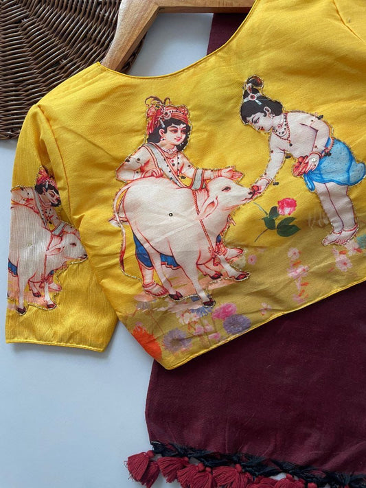 Beautiful Khadi Cotton With Designer Handwork Crafted Stitched Blouse