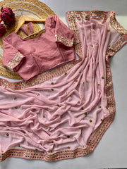 Bollywood Blockbuster Georgette Sequence Butti Work Saree