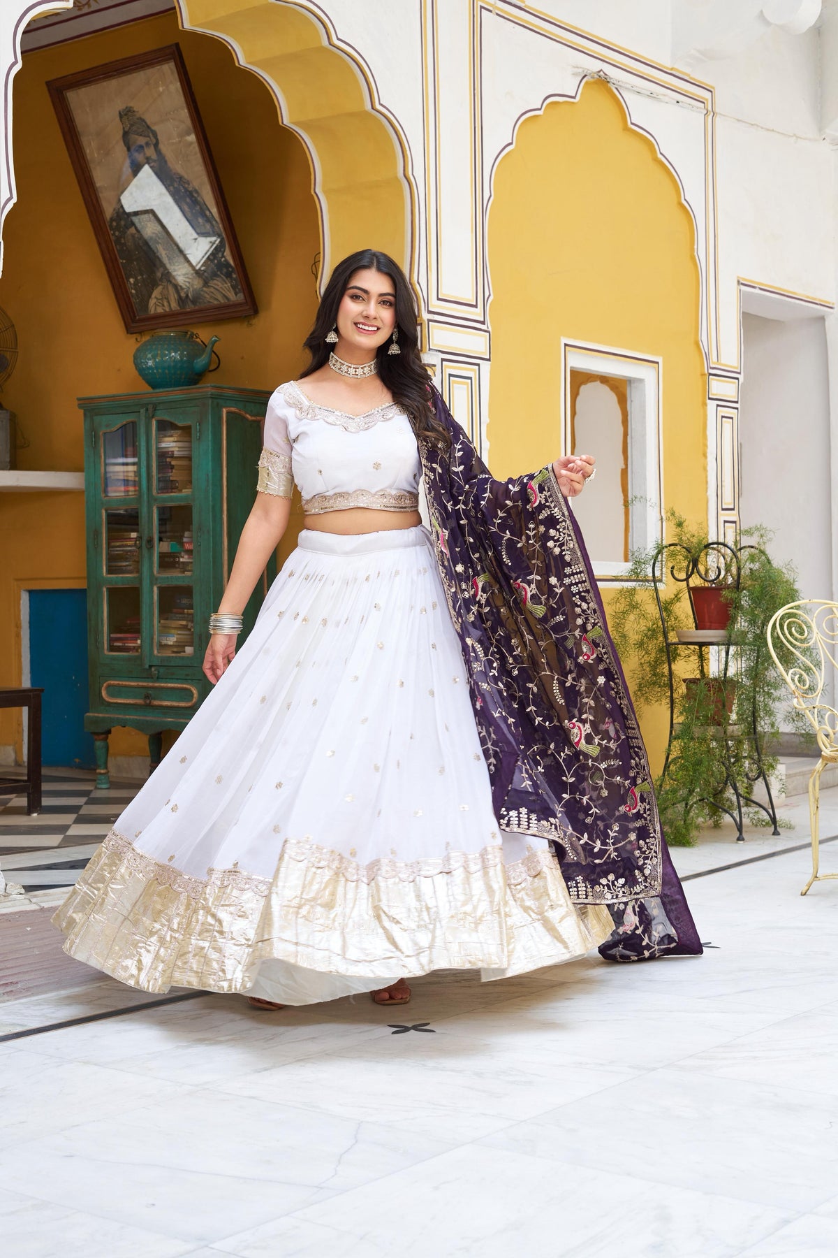 Beautiful Pure Crunchy Embroidery Coding Sequence Work Lehenga Choli