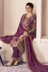 Beautiful Pure Chinon Silk Digital Printed Salwar Suit