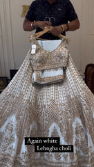 Beautiful White Designer Georgette Work Lehenga Choli