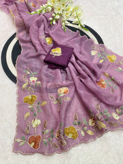 Party-wear Multi Color Patch Work Handwork Designer Saree