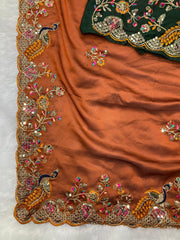 Party-wear Rangoli Silk Codding With Multi Embroidery Work Saree