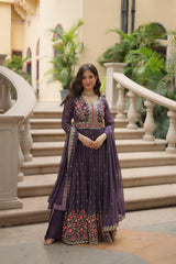 Glamours  Designer Ready-made Georgette With Rich Sequence Embroidered Work Gown