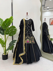 Beautiful Natural Crepe Silk Beads With Thread & Sequence Work Sharara