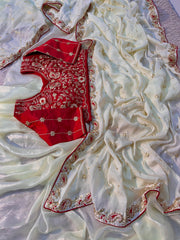 Beautiful Chinon Silk Sequence With Multi Coding Work Saree