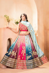 Beautiful Chinon Silk Embroidery Sequence Designer Lehenga Choli