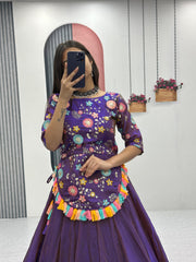 Beautiful Festival Special Pure Fendy Heavy Thread & Sequence Work Crop Top