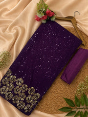 Party-wear Georgette Bollywood Style Sequence Embroidery Work Saree