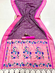 Beautiful Soft Organza Bambo Silk Zari Weaving Saree