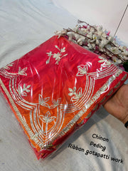 Beautiful Trending Chinon Digital Peding Saree