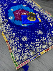 Beautiful Pure Georgette With Jaipur Bandhani Saree