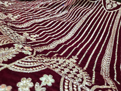 Beautiful Heavy Velvet Zari Work & Zarkan Diamond Work Bridal Lehenga Choli