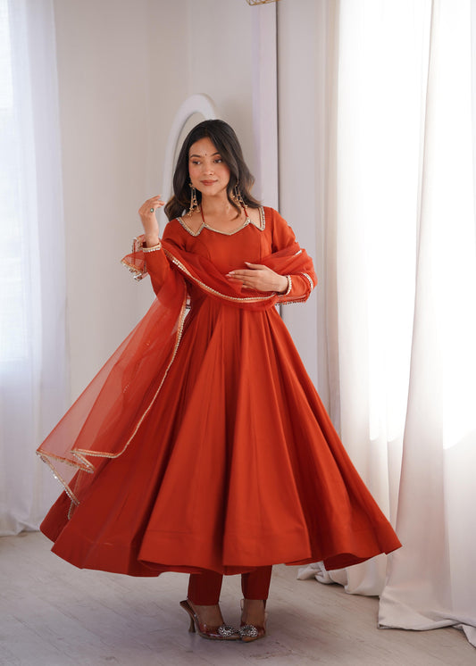 Beautiful Soft Nylon Net With Fancy Mirror Lace Gown