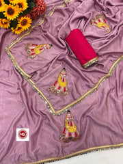 Festive Season Special Chinon Silk Multi Moti Cutdana & Sequence Work Saree