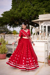 Navratri Special Traditional Chanderi Bandhani Printed Lehenga Choli