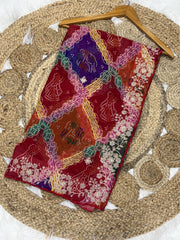 Beautiful Georgette Bandhej Printed Chendri Saree