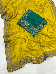 Beautiful Rangoli Silk Embroidery C-Pallu Work Saree