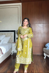 Beautiful Chinon Silk Sequence & Embroidery Work Salwar Suit