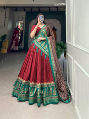 Ethnic Traditional Tussar Silk Foil Printed Lehenga Choli