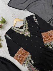 Beautiful Star Silk Sequence Embroidery With Patch Work Suit