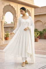 Attractive Real Mirror Embroidery Work Gown