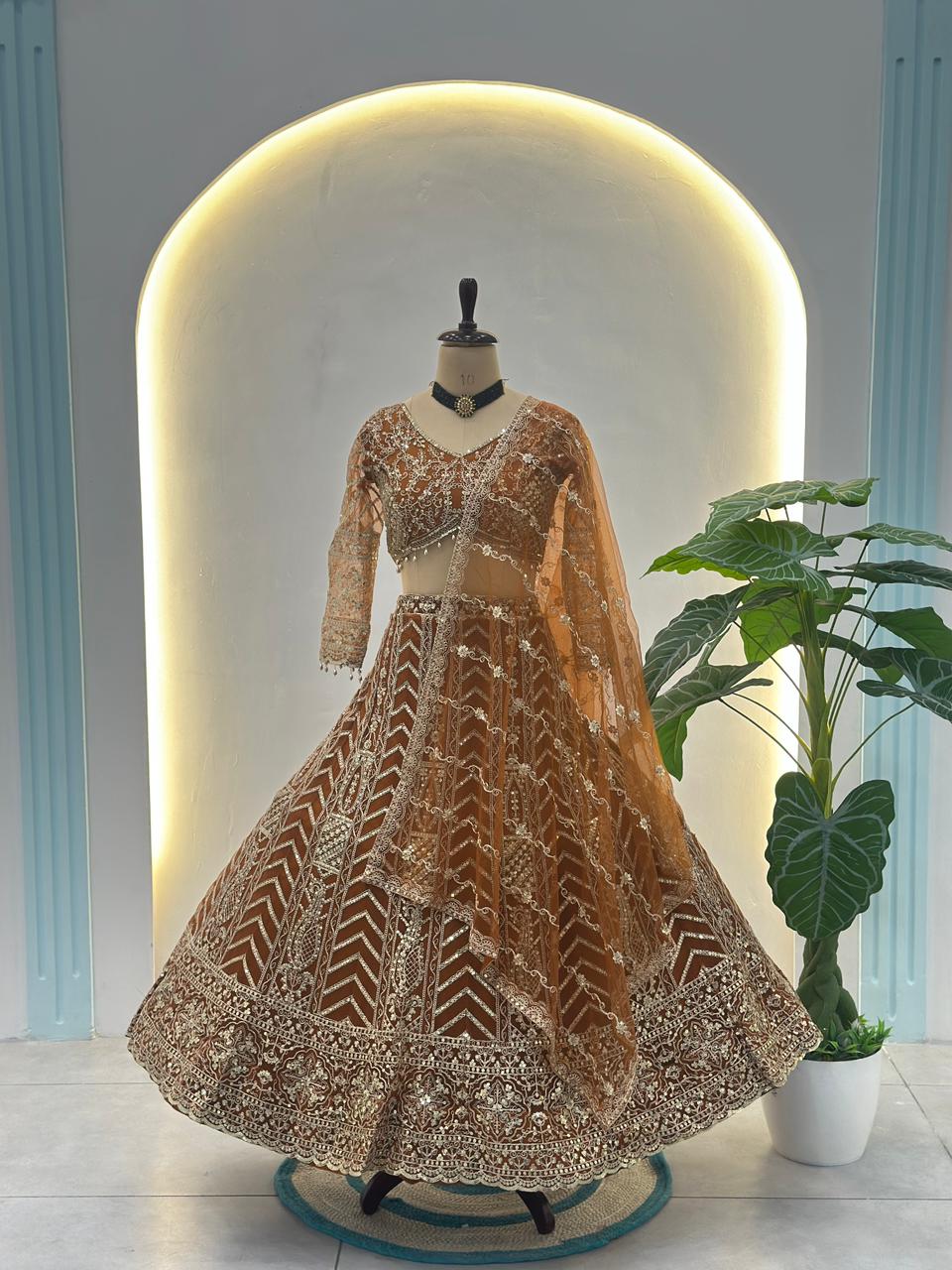 Wedding Special Butterfly Net Sequins & Codding Embroidery Work Lehenga Choli