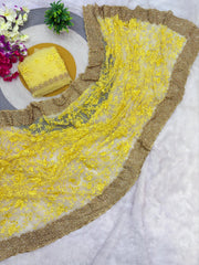 Beautiful Net Embroidery Designer Pearls Diamond Work Saree