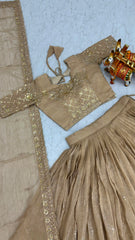 Festive Special Crunchy Silk Embroidery Sequence Work Lehenga With Stitched Blouse