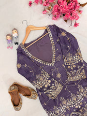 Trendy Stylish Fendy Silk Kurti Palazzo With Stitched Blouse