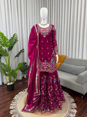 Beautiful Party-wear Thread With Sequence Work Suit