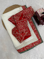 Party-wear Tibby Silk Thread With Sequence Work Saree