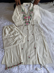 Beautiful  Khadi Cotton With Beautiful Embroidery Work Dress