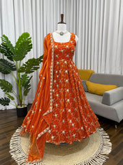 Perfect Festive Celebrations Fendy Silk Thread With Sequence Work Gown