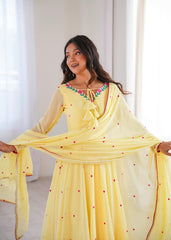 Sunshine Yellow Georgette Designer Anarkali Set