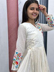 Trendy Soft Cotton Heavy Thread Embroidery Work Gown