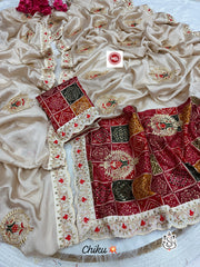 Beautiful Soft Chinon Embroidery Work Saare
