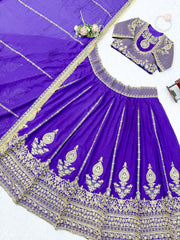 Designer Vichitra Silk Coding Dori With Thread Sequence Work Lehenga Choli