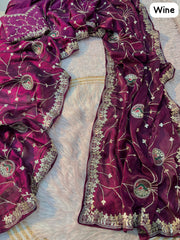 Party-wear Beautiful Heavy Gotafoil Work Saree