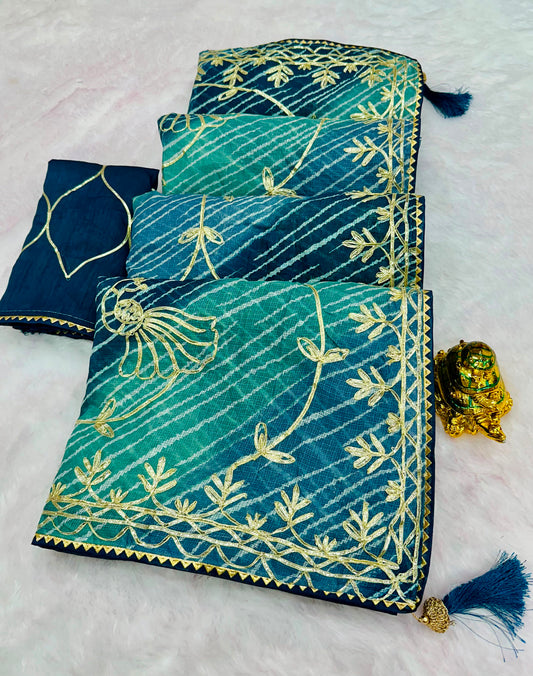 Beautiful Soft Kota Silk Lehriya Multi Saree
