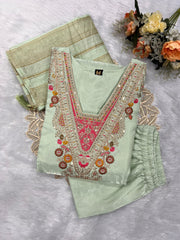 Beautiful Roman Silk Embroidery Sequence Work Salwar suit