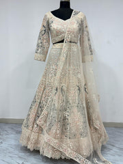 Reception Special Bridal Premium Soft Butterfly Net Multi Thread Embroidery Work Lehenga Choli