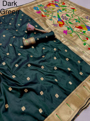 Beautiful Pure Kanchivaram Paithani Silk Zari Weaving Saree