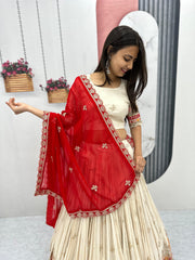 Festival Special Pure Banarasi Tissue Embroidery Thread & Sequence Work Lehenga Choli